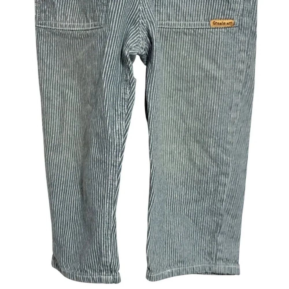 Zara Overalls Green Striped Denim With Front Pockets Adjustable Straps Size 3-4 - Picture 5 of 11